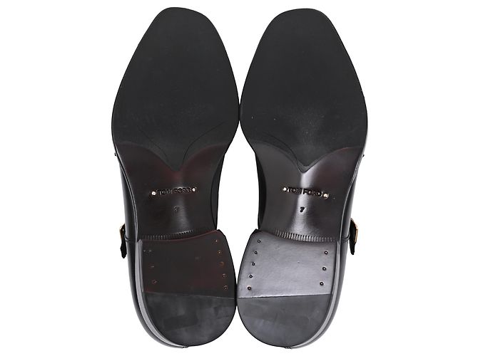 Sapatos de dupla fivela Claydon da Tom Ford em couro preto - vista 6