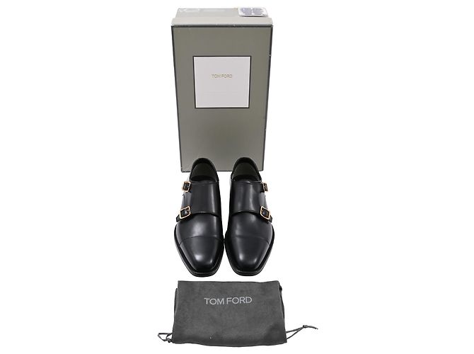Sapatos de dupla fivela Claydon da Tom Ford em couro preto - vista 8
