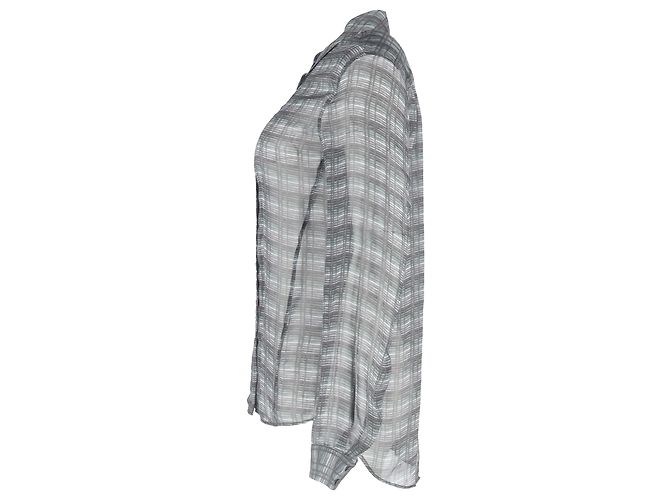 Button-Down-Hemd mit durchscheinendem Muster aus grauem Seidenstoff von Theory - Ansicht 2