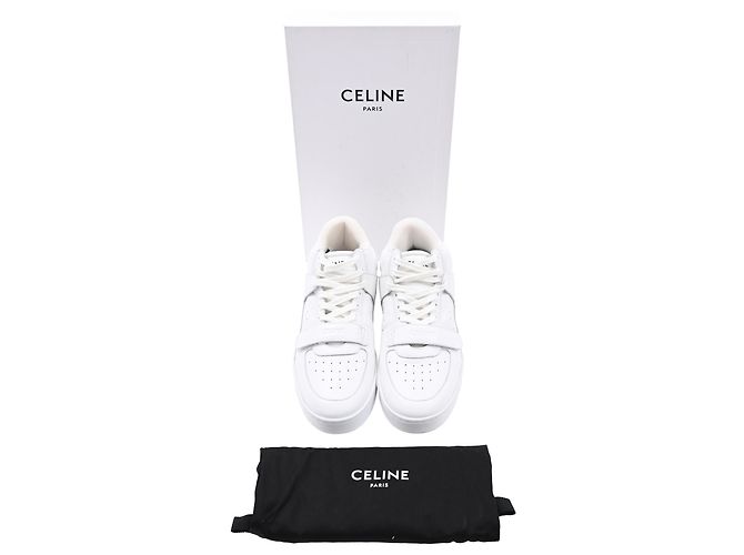 Céline Sneakers alte Celine CT. 02 Mid in pelle bianca Bianco Crudo - vista 10