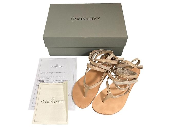 Autre Marque Sandali in pelle con lacci Caminando Beige - vista 12
