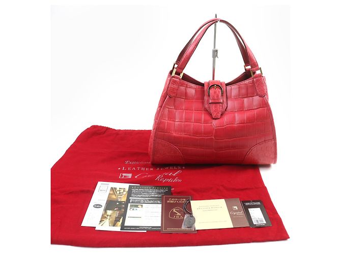 Autre Marque Borsa a mano in coccodrillo COCOCELUX GOLD Rosso - vista 2