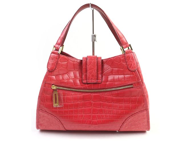 Autre Marque Borsa a mano in coccodrillo COCOCELUX GOLD Rosso - vista 3