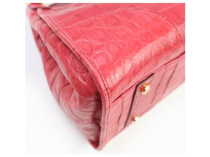 Autre Marque Borsa a mano in coccodrillo COCOCELUX GOLD Rosso - vista 7