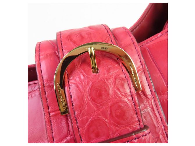 Autre Marque Borsa a mano in coccodrillo COCOCELUX GOLD Rosso - vista 9