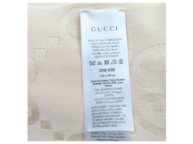 Sciarpa in lana GG Jacquard Gucci Beige - vista 6