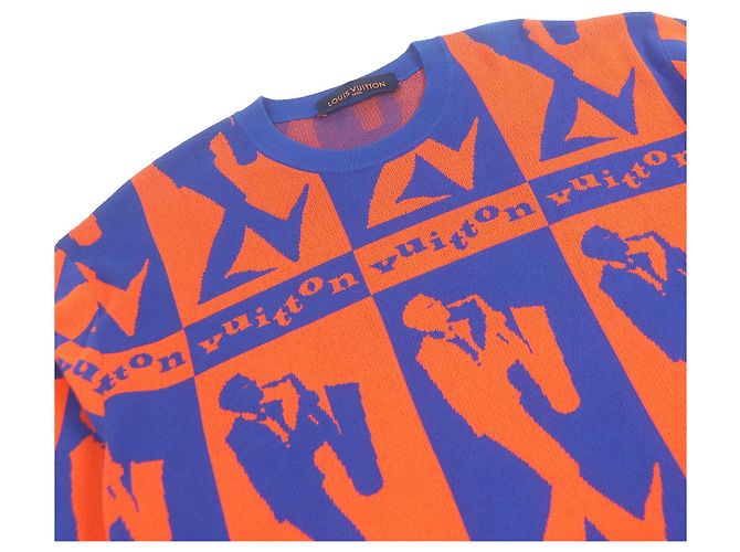 Camiseta de algodón de manga corta Louis Vuitton Jazz Flyer Azul Naranja - vista 2