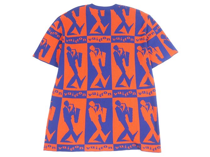 Camiseta de algodón de manga corta Louis Vuitton Jazz Flyer Azul Naranja - vista 3