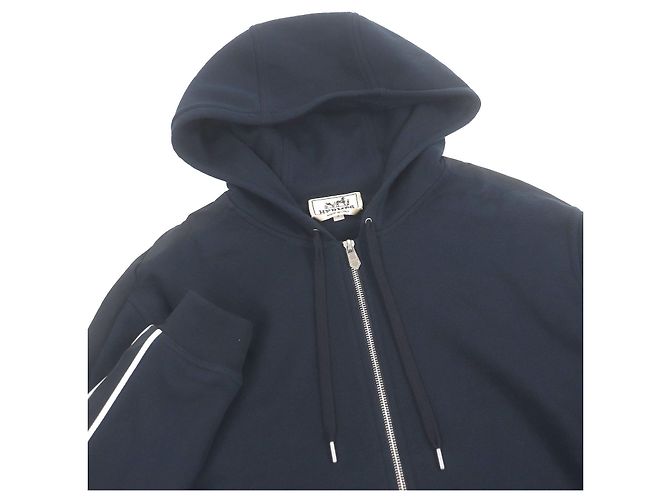 Hermès Hoodie aus Baumwolle Hermes Run H Side line Blau Marineblau - Ansicht 2