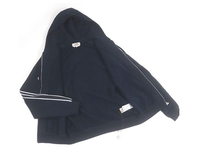 Hermès Hoodie aus Baumwolle Hermes Run H Side line Blau Marineblau - Ansicht 3