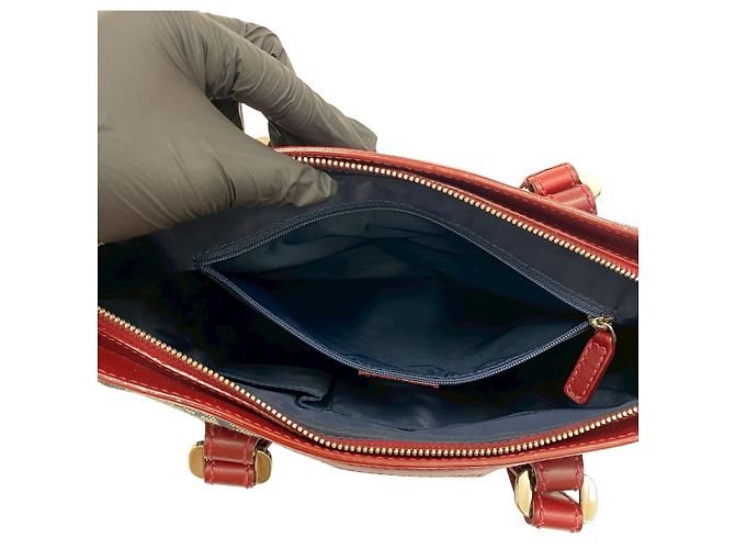 Christian Dior Trotter Canvas Leder Handtasche Blau Bordeaux Marineblau - Ansicht 11