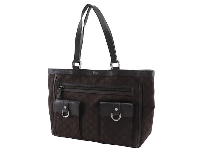 Gucci Abbey Linie Nylon Canvas Tote Bag Braun - Ansicht 2