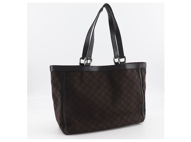 Gucci Abbey Linie Nylon Canvas Tote Bag Braun - Ansicht 3