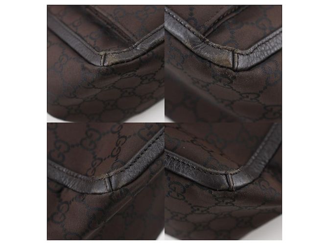 Gucci Abbey Linie Nylon Canvas Tote Bag Braun - Ansicht 4
