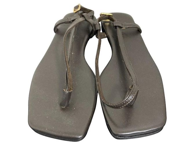 Autre Marque CAMINANDO Leather Square Toe Strap Sandals Brown - view 2
