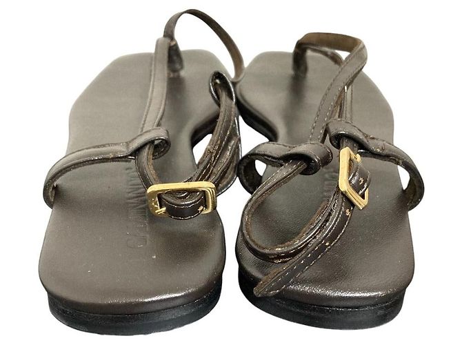 Autre Marque CAMINANDO Leather Square Toe Strap Sandals Brown - view 4