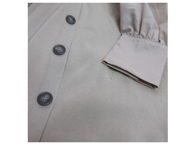 Autre Marque CELFORD Puffärmel Langstrickkleid Beige - Ansicht 6