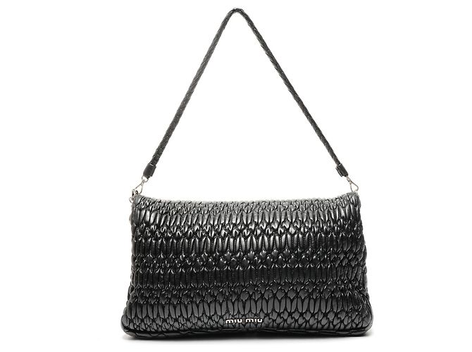 Borsa a Spalla in Nappa Matelassé Miu Miu con Cristalli Nero - vista 2
