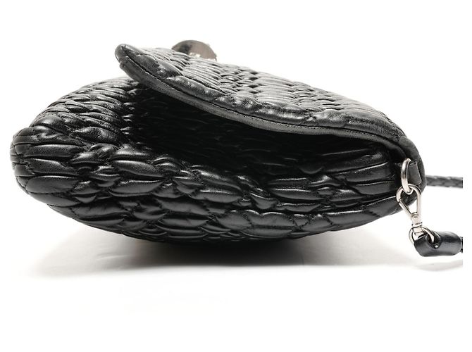 Borsa a Spalla in Nappa Matelassé Miu Miu con Cristalli Nero - vista 4