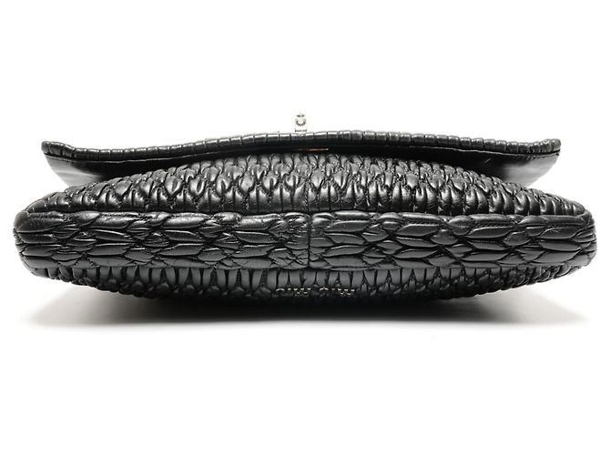 Borsa a Spalla in Nappa Matelassé Miu Miu con Cristalli Nero - vista 7