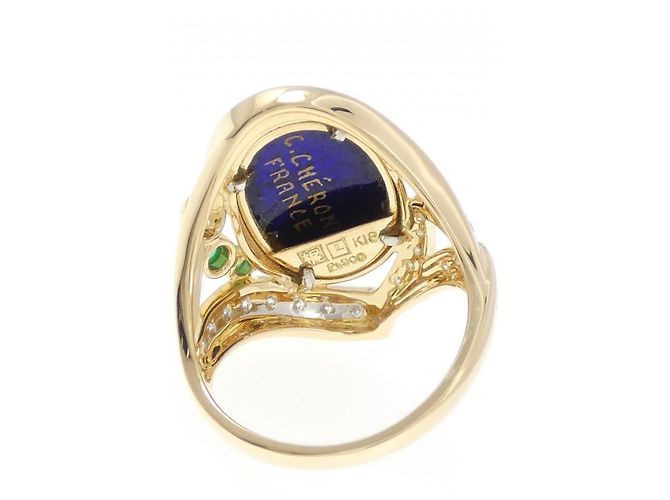 Autre Marque Mitsuo Kaji K18 Platinring mit Emaille Golden - Ansicht 3