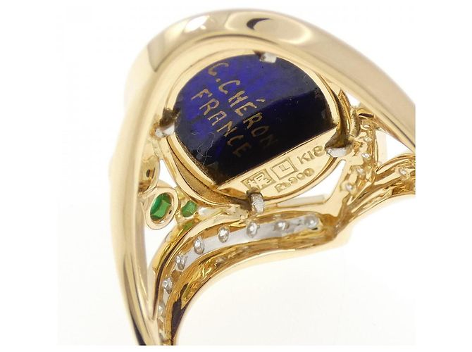 Autre Marque Mitsuo Kaji K18 Platinring mit Emaille Golden - Ansicht 4