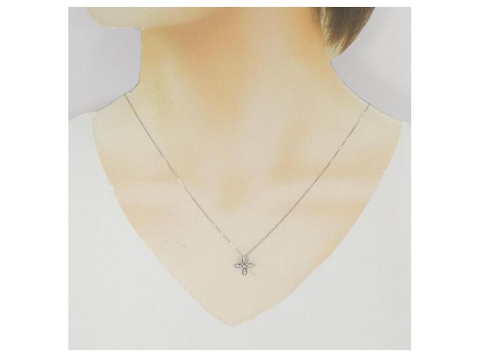 Autre Marque Collana in diamante in oro bianco Au750 a forma di fiore Argento - vista 6