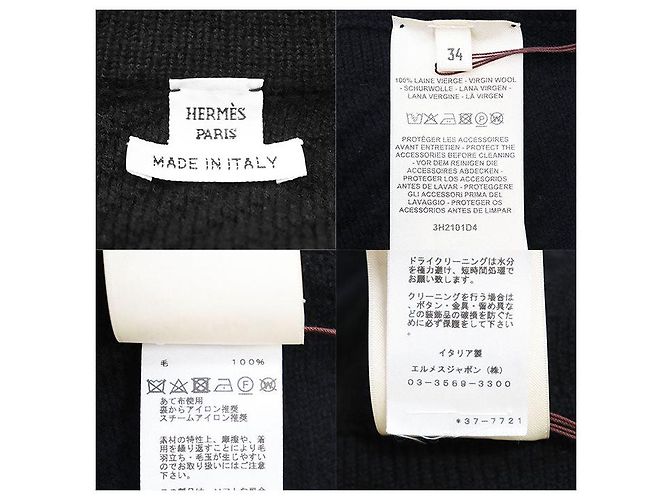 Cárdigan largo de lana en espiga Hermès Negro - vista 10