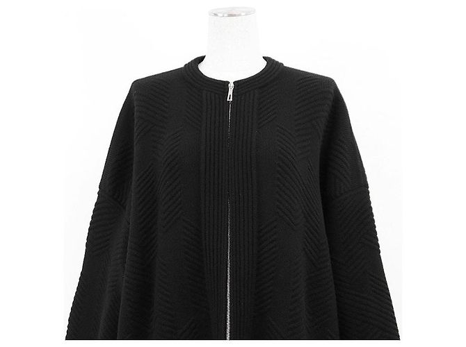 Cárdigan largo de lana en espiga Hermès Negro - vista 2