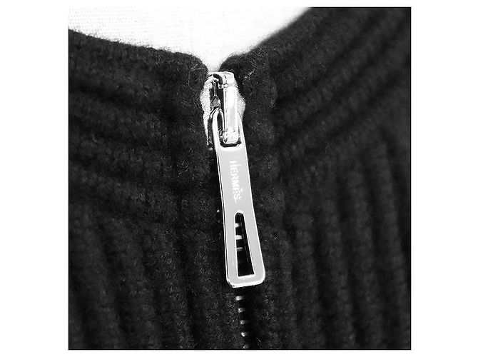 Cárdigan largo de lana en espiga Hermès Negro - vista 3