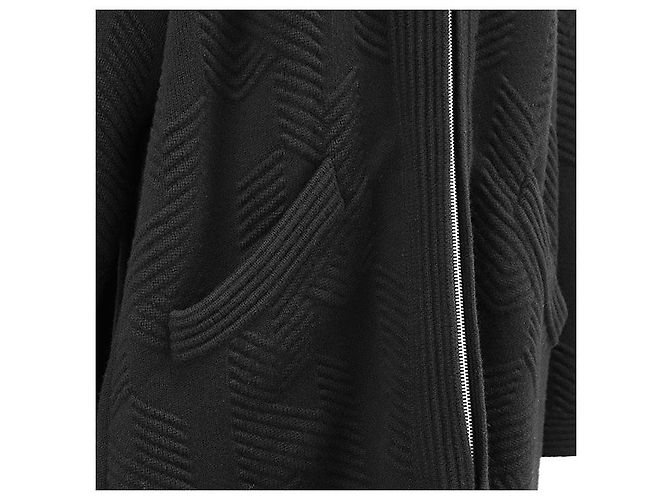 Cárdigan largo de lana en espiga Hermès Negro - vista 4