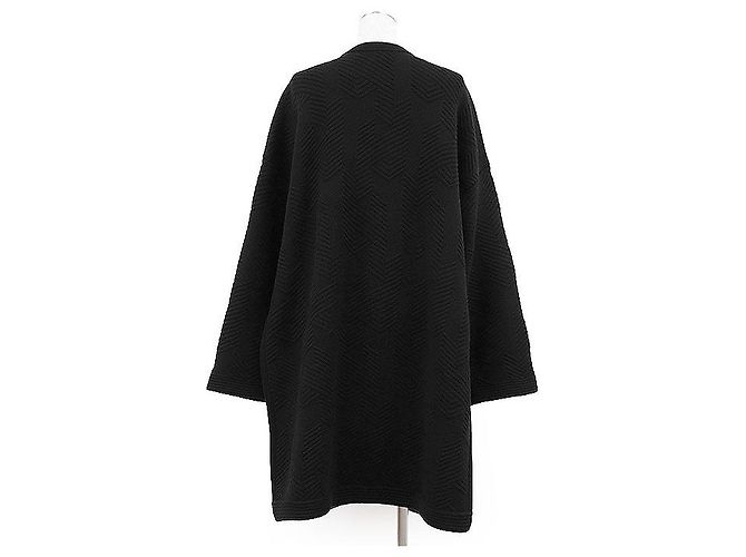 Cárdigan largo de lana en espiga Hermès Negro - vista 7