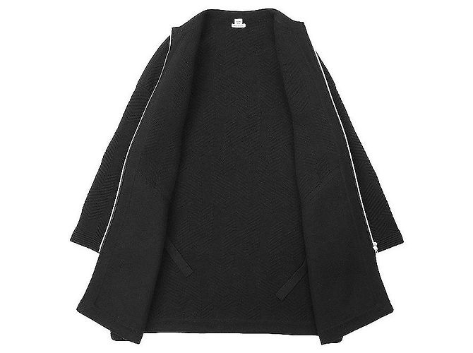 Cárdigan largo de lana en espiga Hermès Negro - vista 9