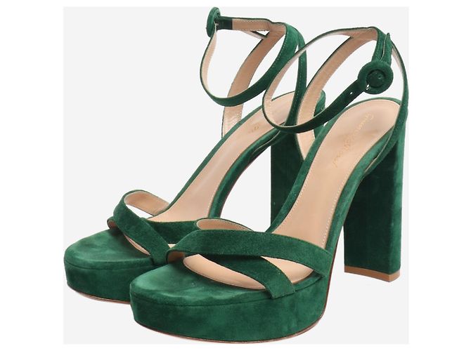 Gianvito Rossi Grüne Wildleder-Plateausandalen - Größe EU 38,5 - Ansicht 2