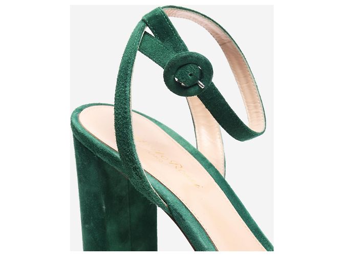 Gianvito Rossi Grüne Wildleder-Plateausandalen - Größe EU 38,5 - Ansicht 4