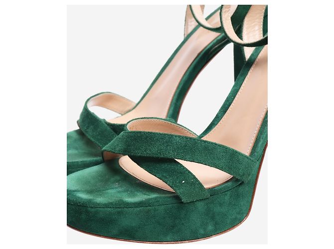 Gianvito Rossi Grüne Wildleder-Plateausandalen - Größe EU 38,5 - Ansicht 5