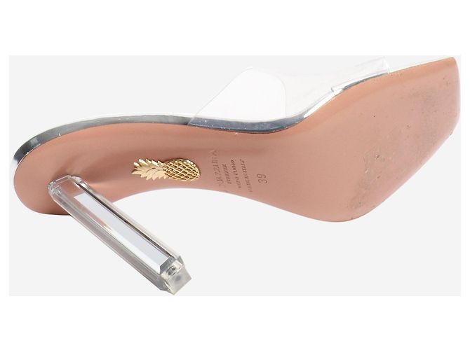 Aquazzura Mules in plexiglass specchio argento 105 - taglia EU 39 - vista 4