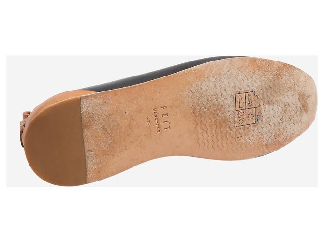 Autre Marque Schwarze handgenähte Slipper - Größe EU 38 - Ansicht 4