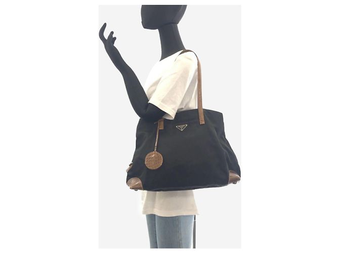 Prada Borsa a spalla in nylon Tessuto nero - vista 2
