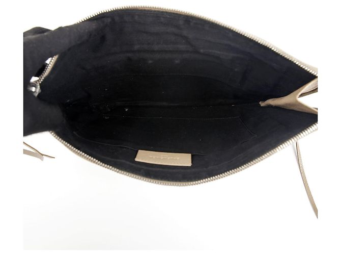 Balenciaga Clutch Media con Bordo Metallico Classico Marrone - vista 11
