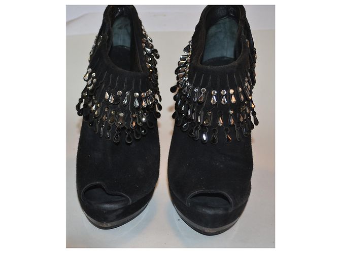 Botines Le Silla de piel de ciervo con pedrería negro - vista 2