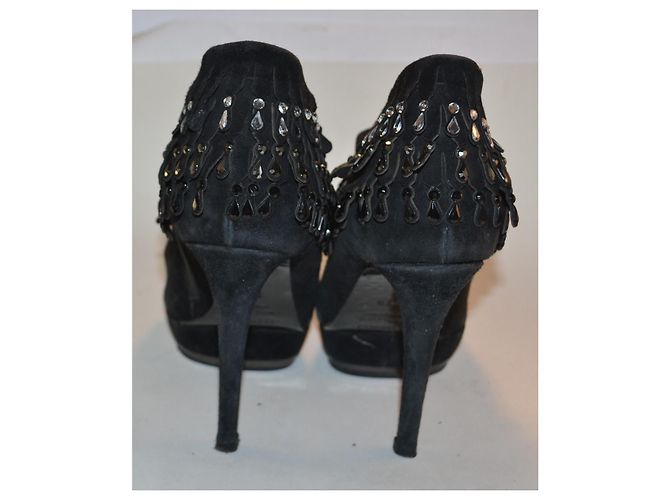 Botines Le Silla de piel de ciervo con pedrería negro - vista 4