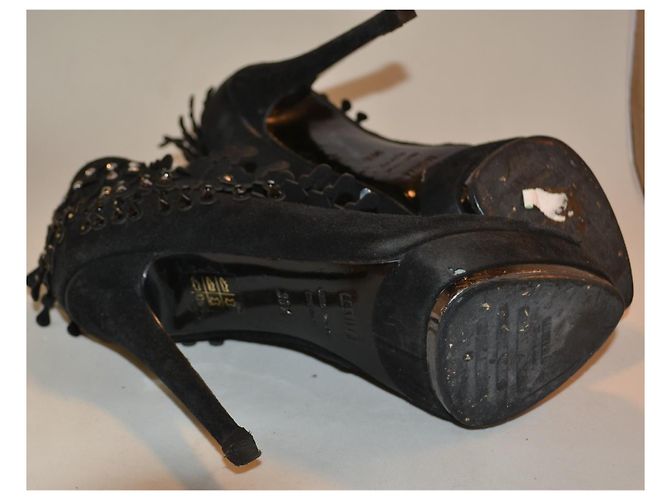 Botines Le Silla de piel de ciervo con pedrería negro - vista 5
