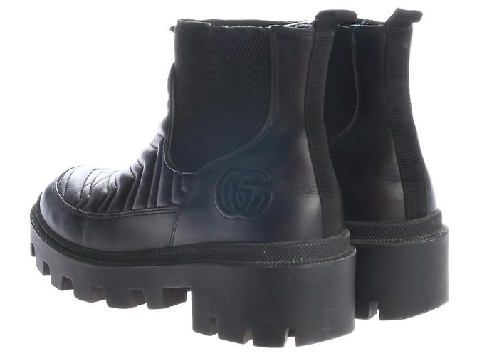Gucci Charles Boots aus schwarzem Leder mit Chevron-Steppung - Ansicht 3