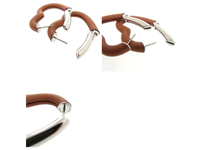 Orecchini a cerchio Au Coeur du Faubourg di Hermès Marrone Argento - vista 10