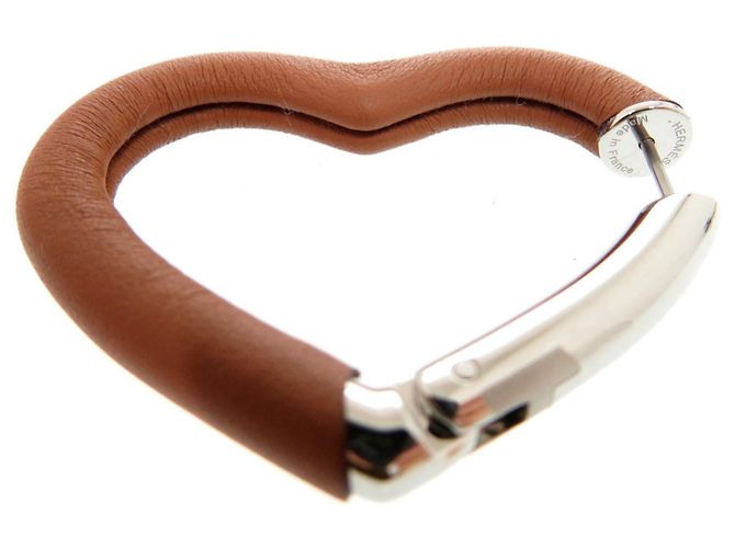 Orecchini a cerchio Au Coeur du Faubourg di Hermès Marrone Argento - vista 3
