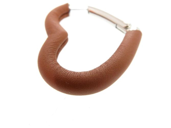 Orecchini a cerchio Au Coeur du Faubourg di Hermès Marrone Argento - vista 5