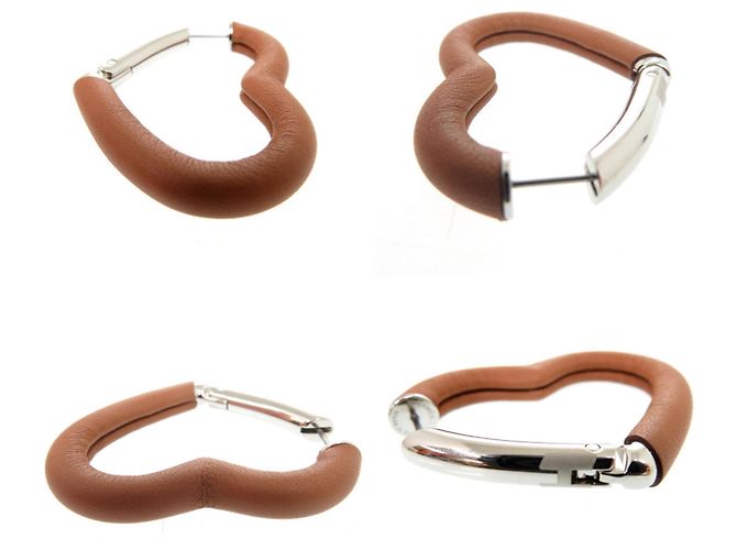 Orecchini a cerchio Au Coeur du Faubourg di Hermès Marrone Argento - vista 9