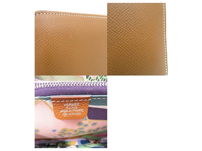Billetera redonda Azap Compact Silkin Gold Hermès Castaño - vista 10