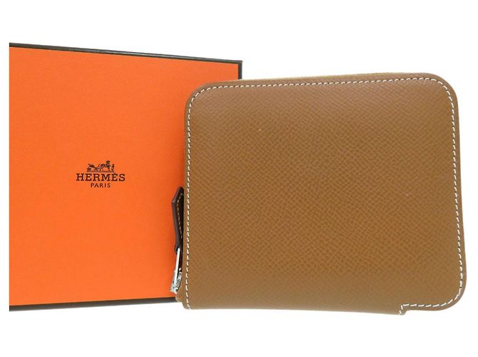Billetera redonda Azap Compact Silkin Gold Hermès Castaño - vista 2